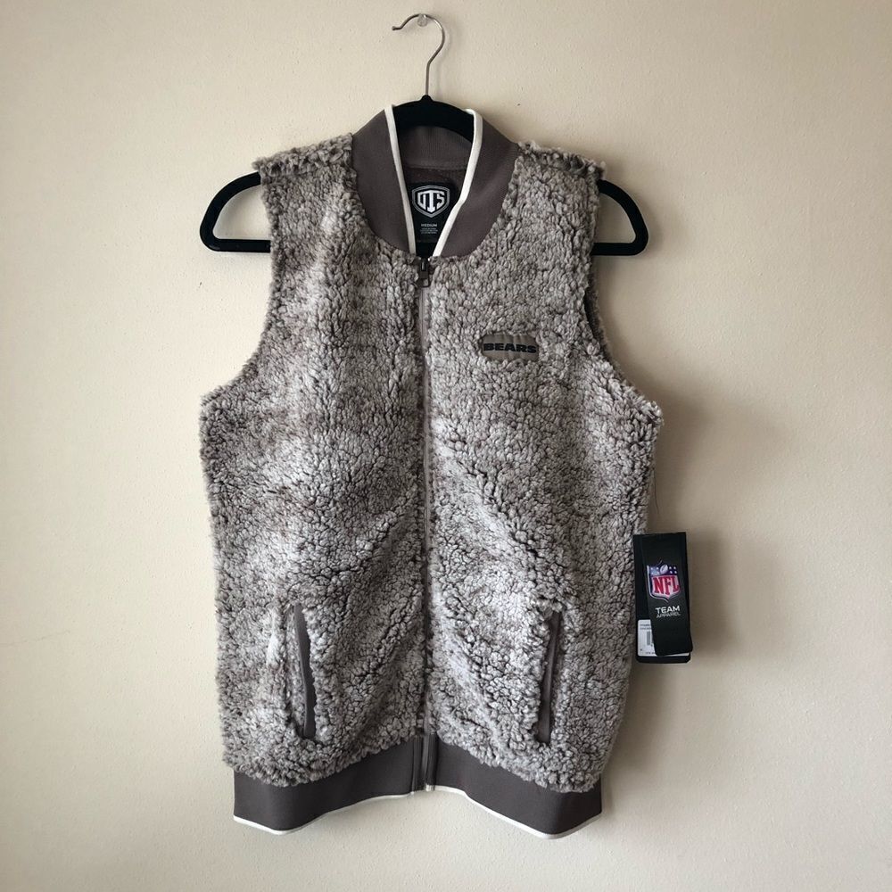NFL Chicago Bears Sherpa Full Zip Vest Medium NWT
